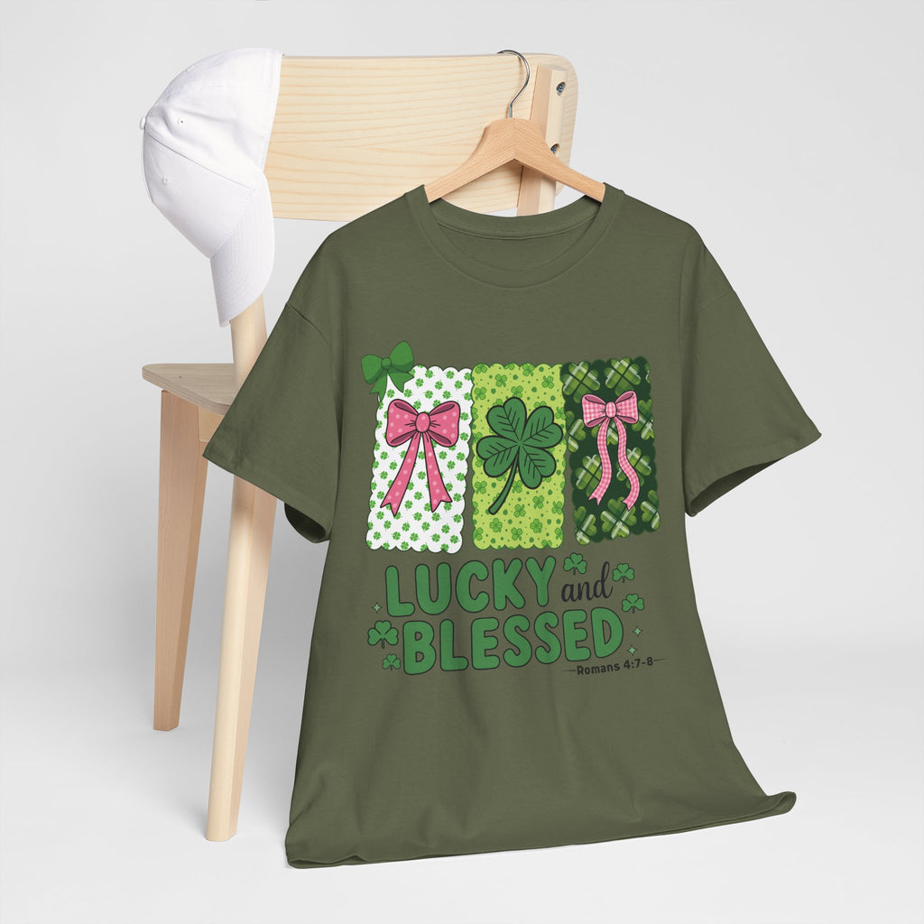 Lucky and Blessed Clover Unisex Cotton Tee