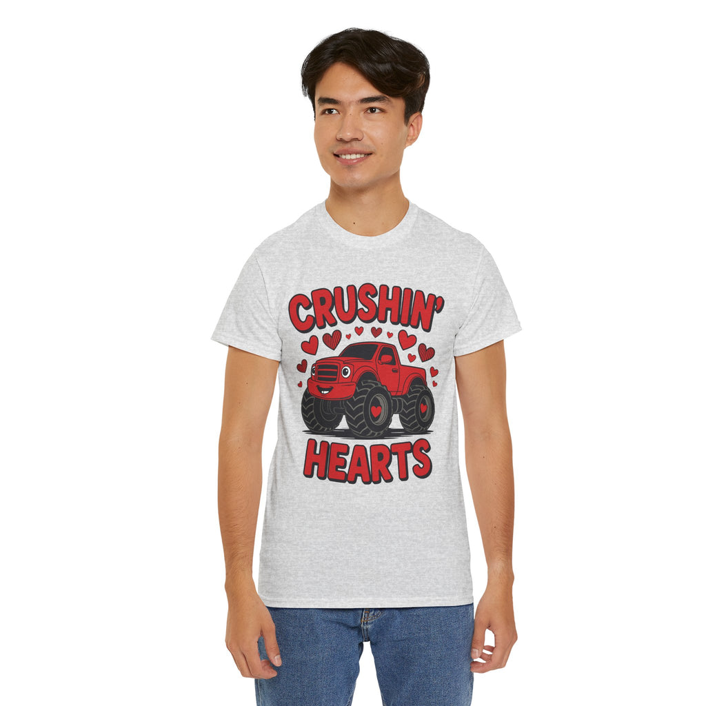 Crushin’ Hearts Valentine Monster Truck Unisex Cotton Tee