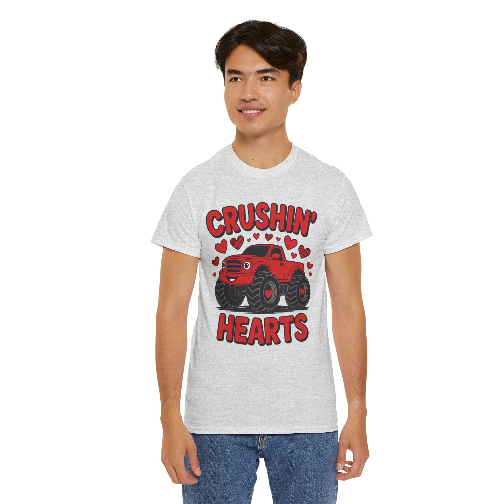 Crushin’ Hearts Valentine Monster Truck Unisex Cotton Tee