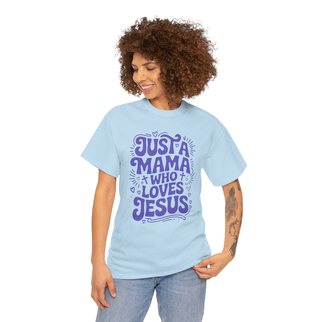 Mama Who Loves Jesus T-Shirt — Bright Green Bubbly Faith Unisex Cotton Tee