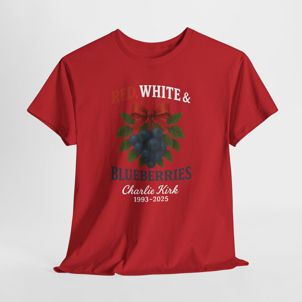 Red, White & Blueberries T-Shirt — Patriotic Blueberry Graphic Unisex Cotton Tee