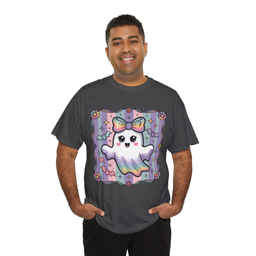 Pastel Ghost Rainbow Bow Unisex Cotton Tee