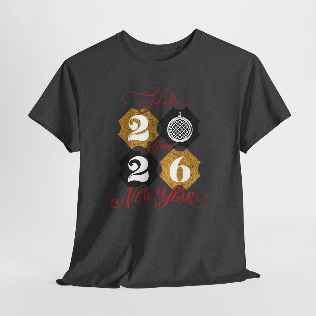 2026 Happy New Year Pink Varsity Tee — Fireworks Party Graphic.Unisex Cotton Tee