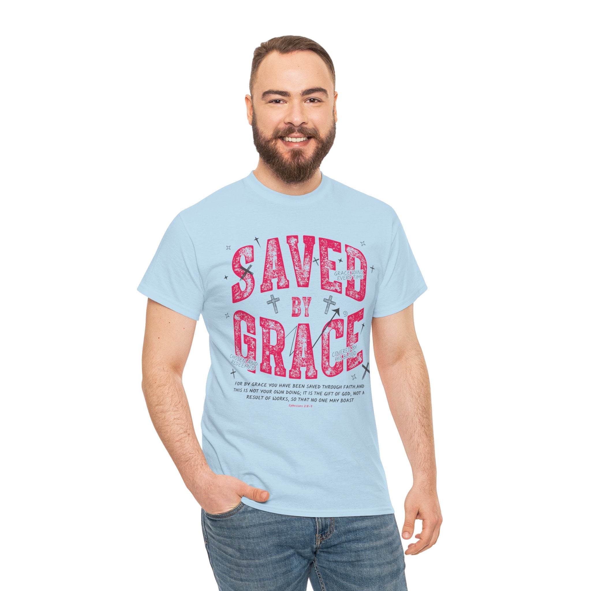 Saved by Grace Ephesians 2:8-9 Unisex Cotton T-Shirt