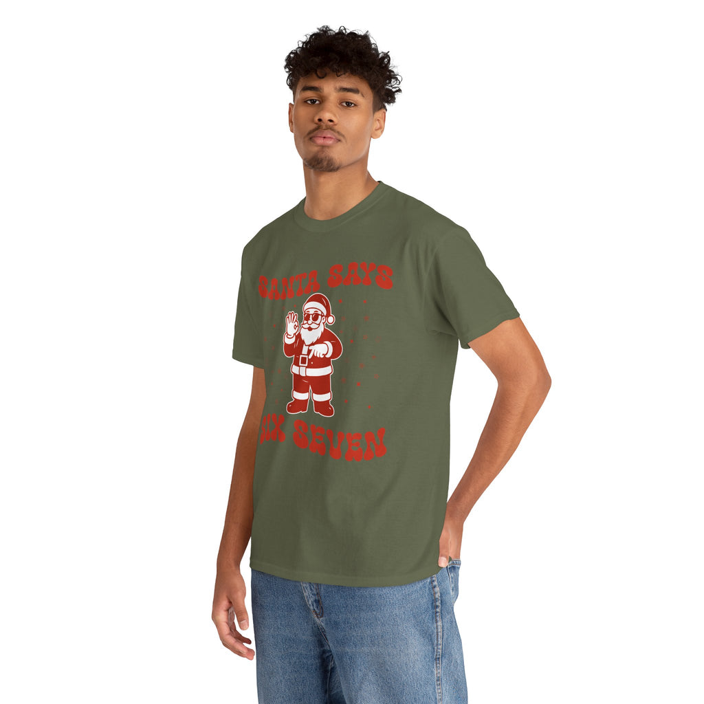 Retro 'Santa Says Six Seven' Christmas Unisex Cotton Tee