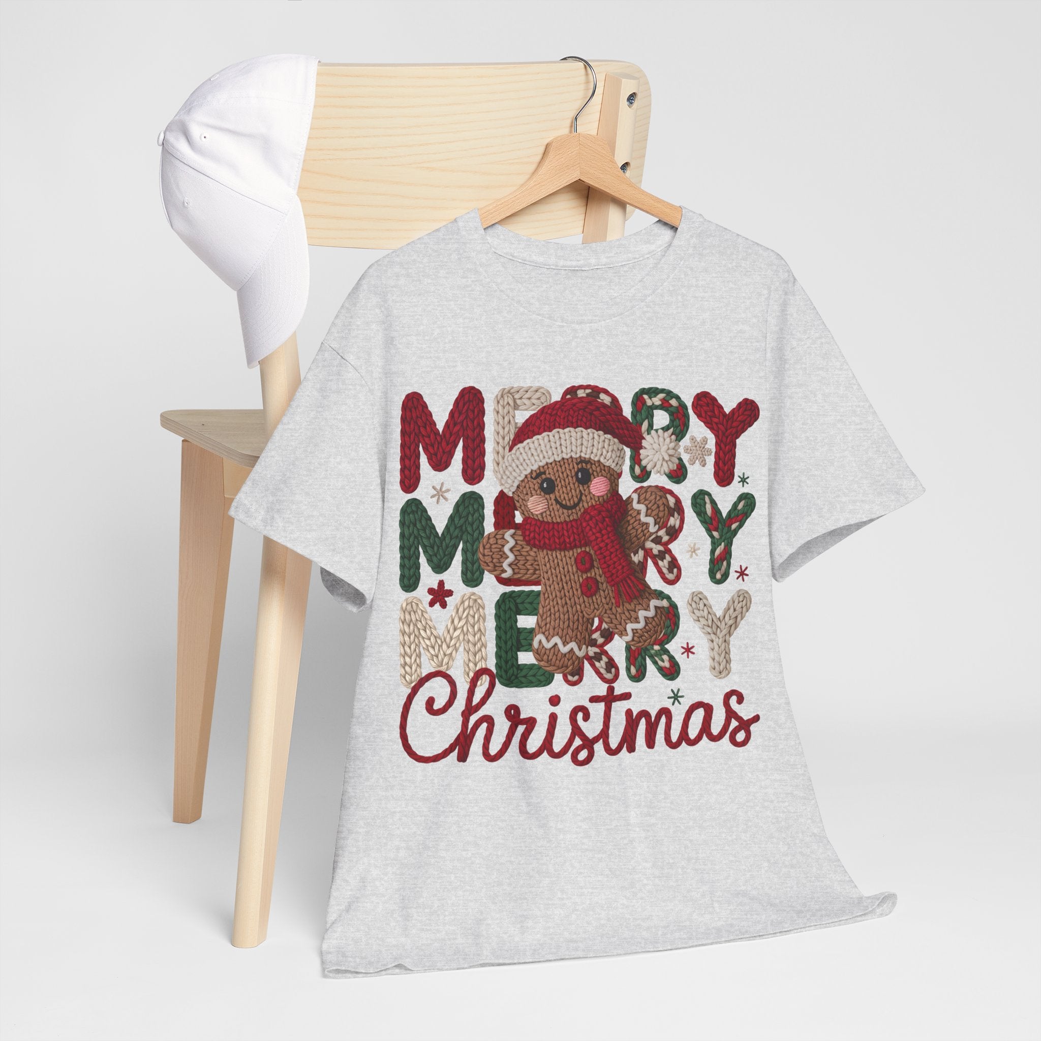 Merry Merry Merry Christmas Gingerbread Unisex Cotton Tee