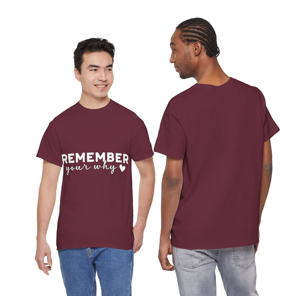 Remember Your Why Tee — Minimalist Heart Motivational Unisex Cotton Tshirt