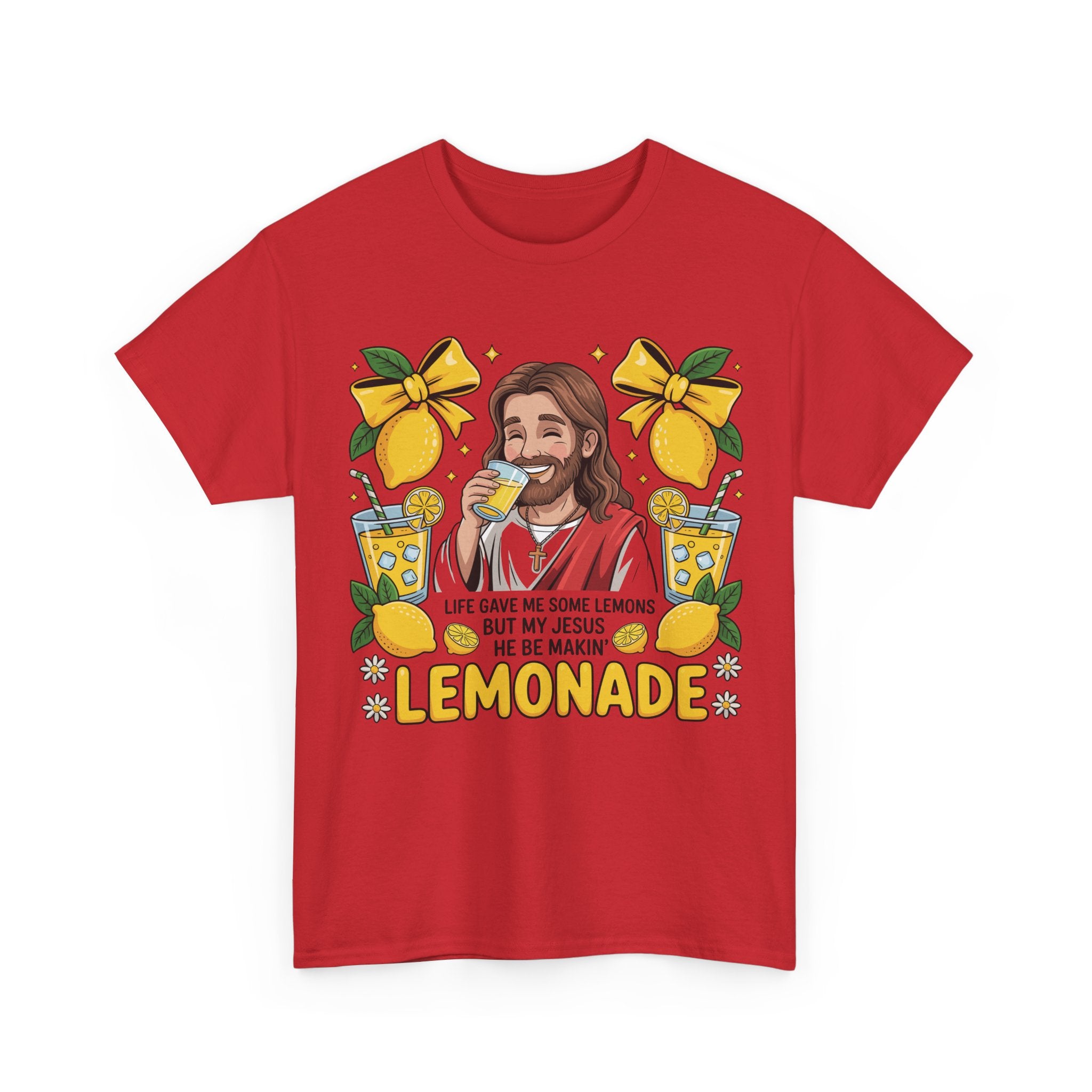 Jesus Drinking Lemonade T-Shirt — "Life Gave Me Some Lemons" Christian Unisex Cotton Tee