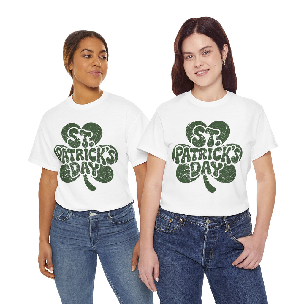St. Patrick's Day Shamrock Tee — Retro Bubble Lettering Unisex Cotton Tee