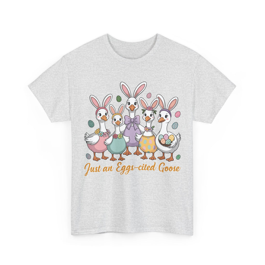 Just an Eggs-cited Goose Easter Tee — Funny Geese in Bunny Ears Unisex Cotton Tee