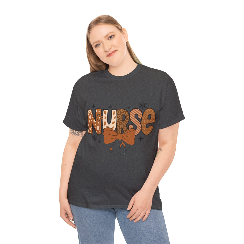 NURSE Fall Stethoscope Tee — Brown Autumn Nurse Unisex CottonT shirt