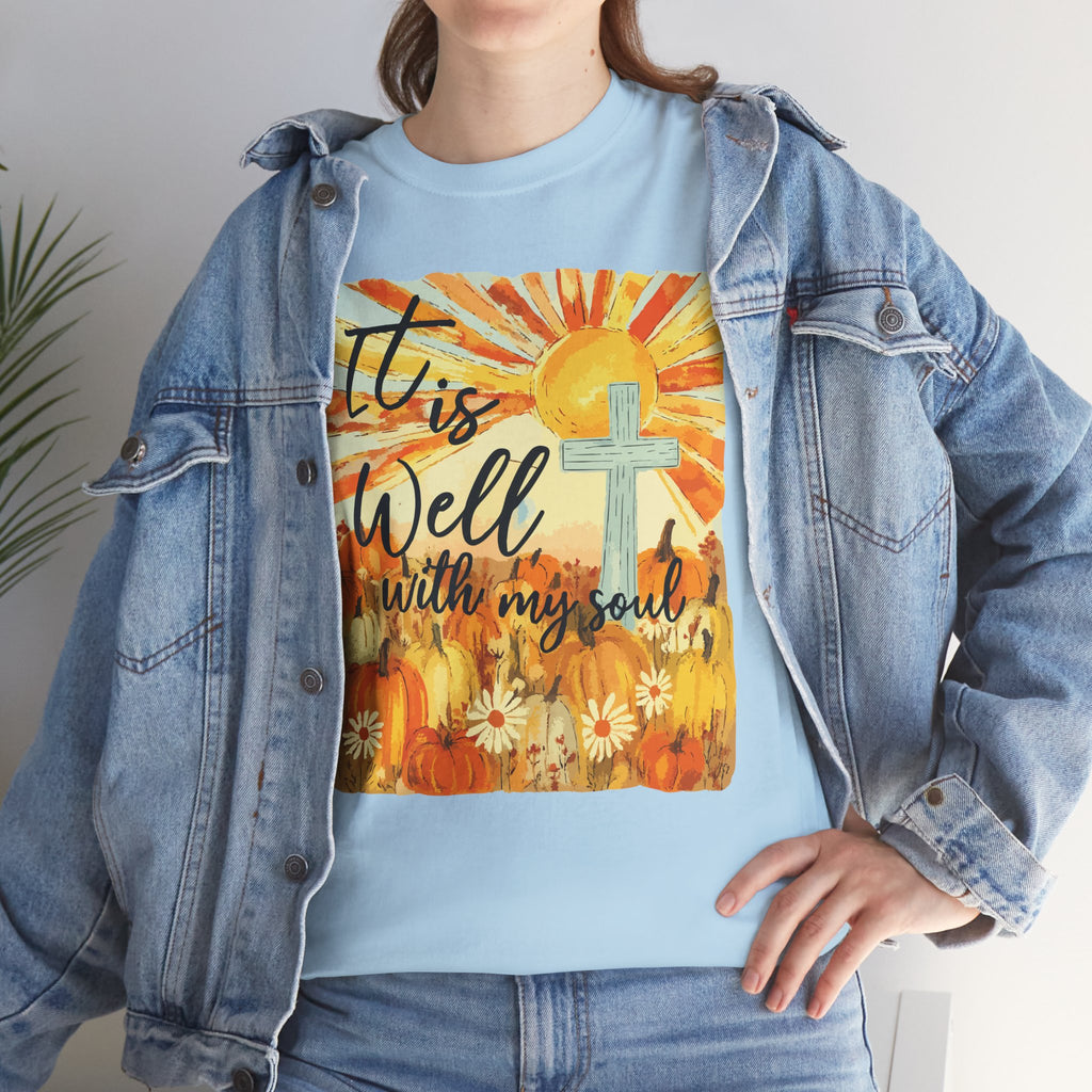 It Is Well With My Soul Pumpkin Sunrise Unisex Cotton T-Shirt