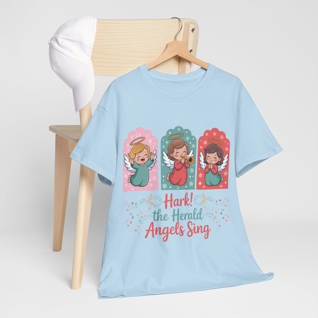 Hark! The Herald Angels Sing Tee — Three Singing Angels Christmas Unisex Cotton T-Shirt