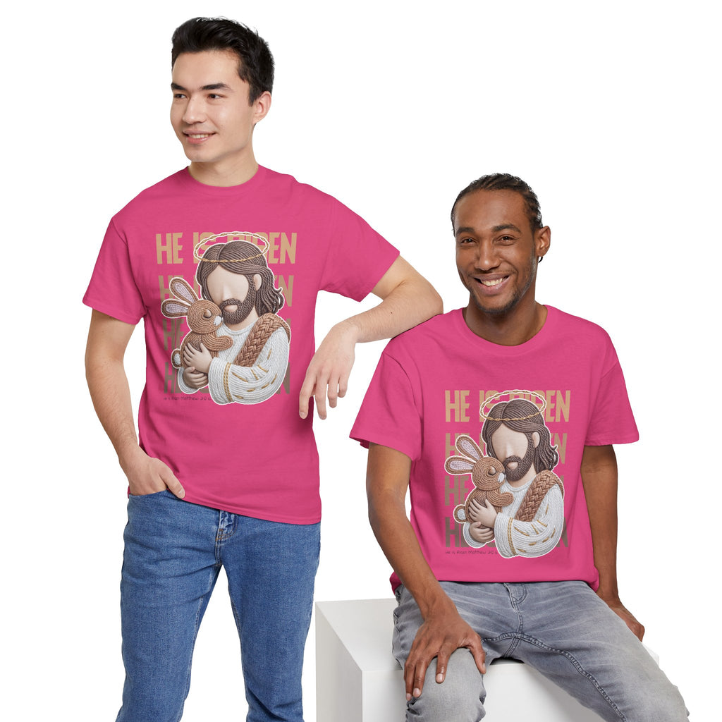 He Is Risen Matthew 28:6 Jesus With Lamb Unisex Cotton T-Shirt