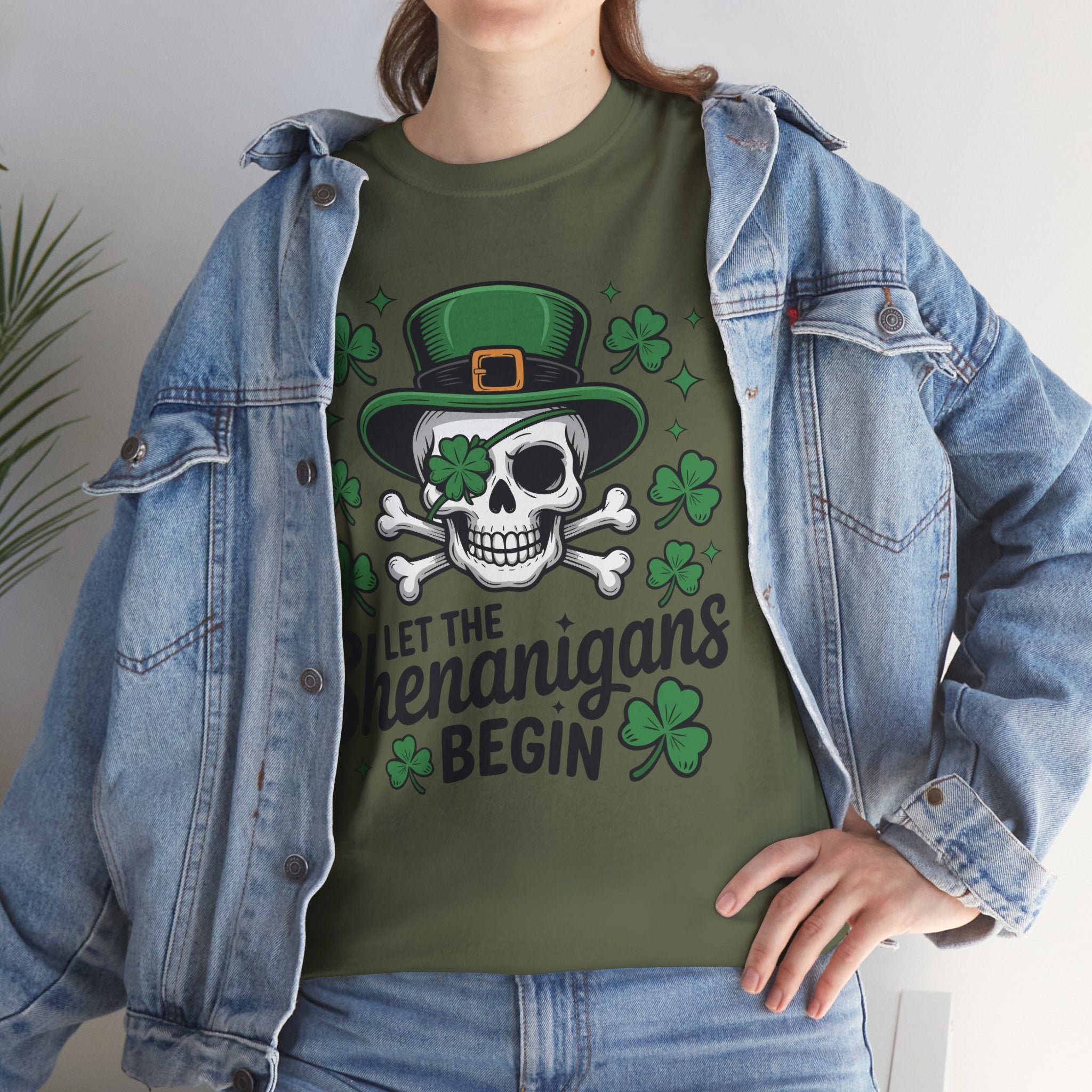 Let the Shenanigans Begin — Leprechaun Skull Unisex Cotton T-Shirt