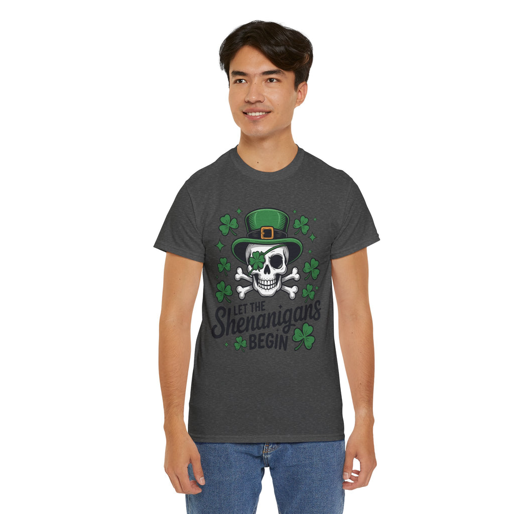 Let the Shenanigans Begin — Leprechaun Skull Unisex Cotton T-Shirt