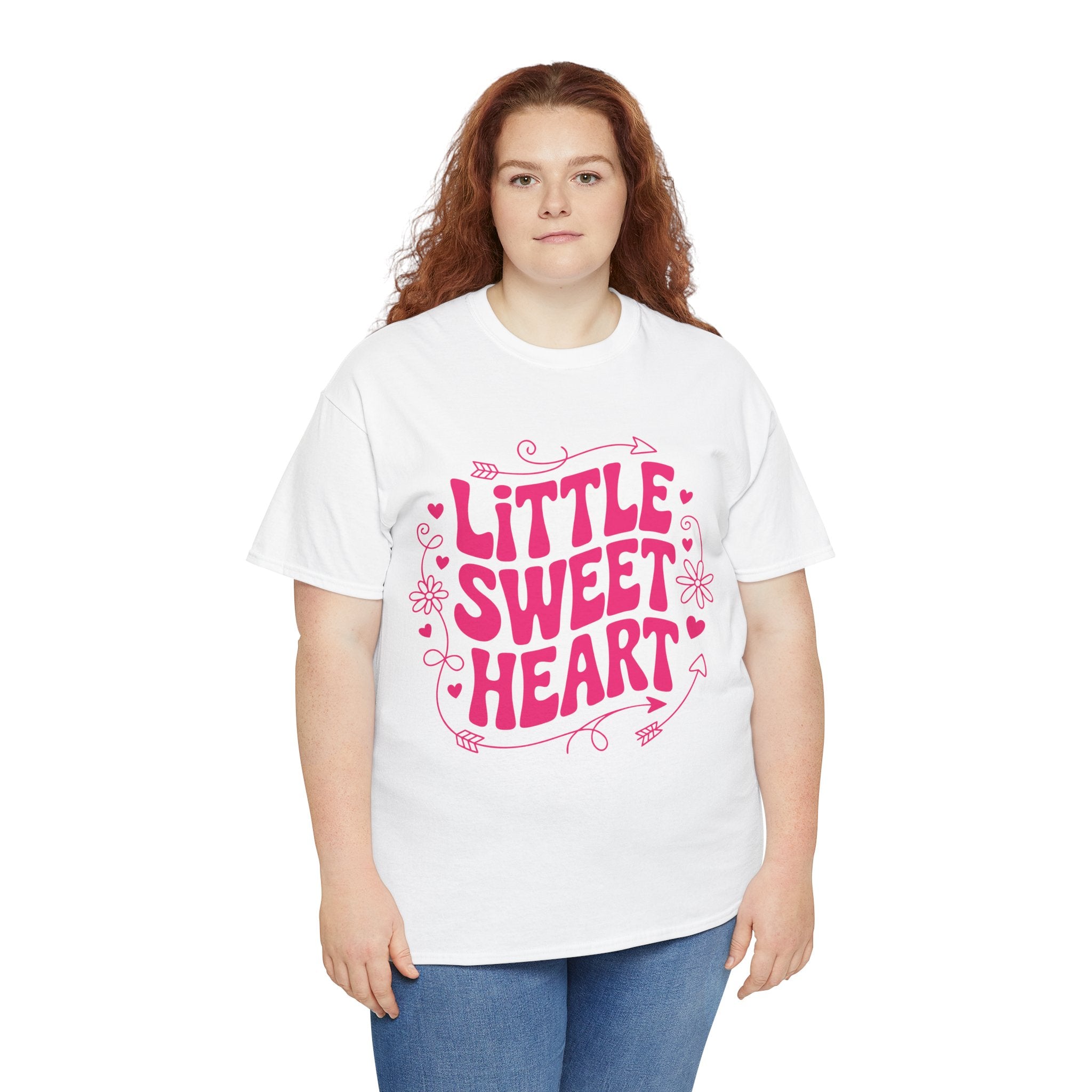 Little Sweetheart Retro Tee — Cute Red Hearts & Flowers Graphic Unisex Cotton Tee
