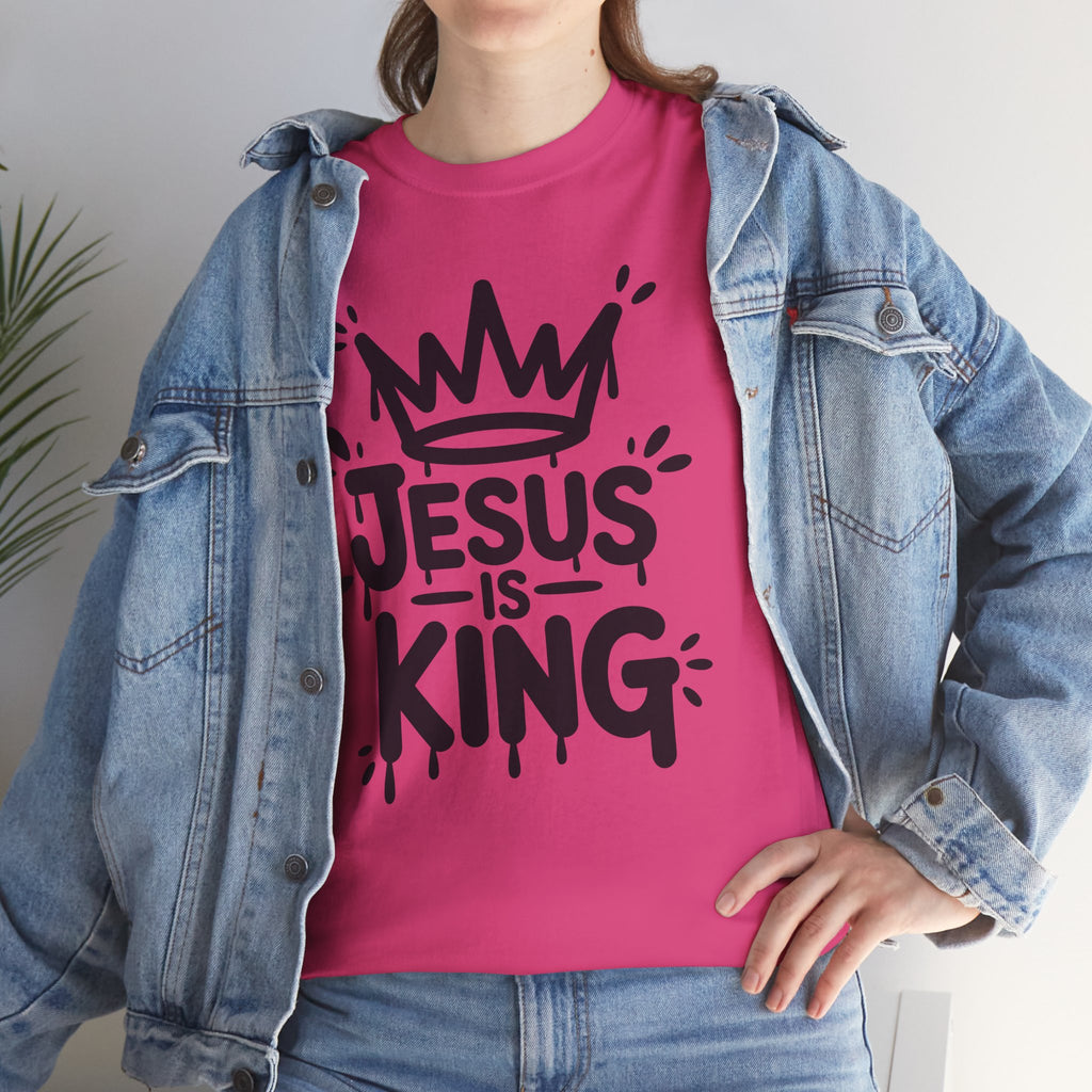 Jesus Is King Crown T-Shirt — Minimalist Christian Unisex Cotton Tee