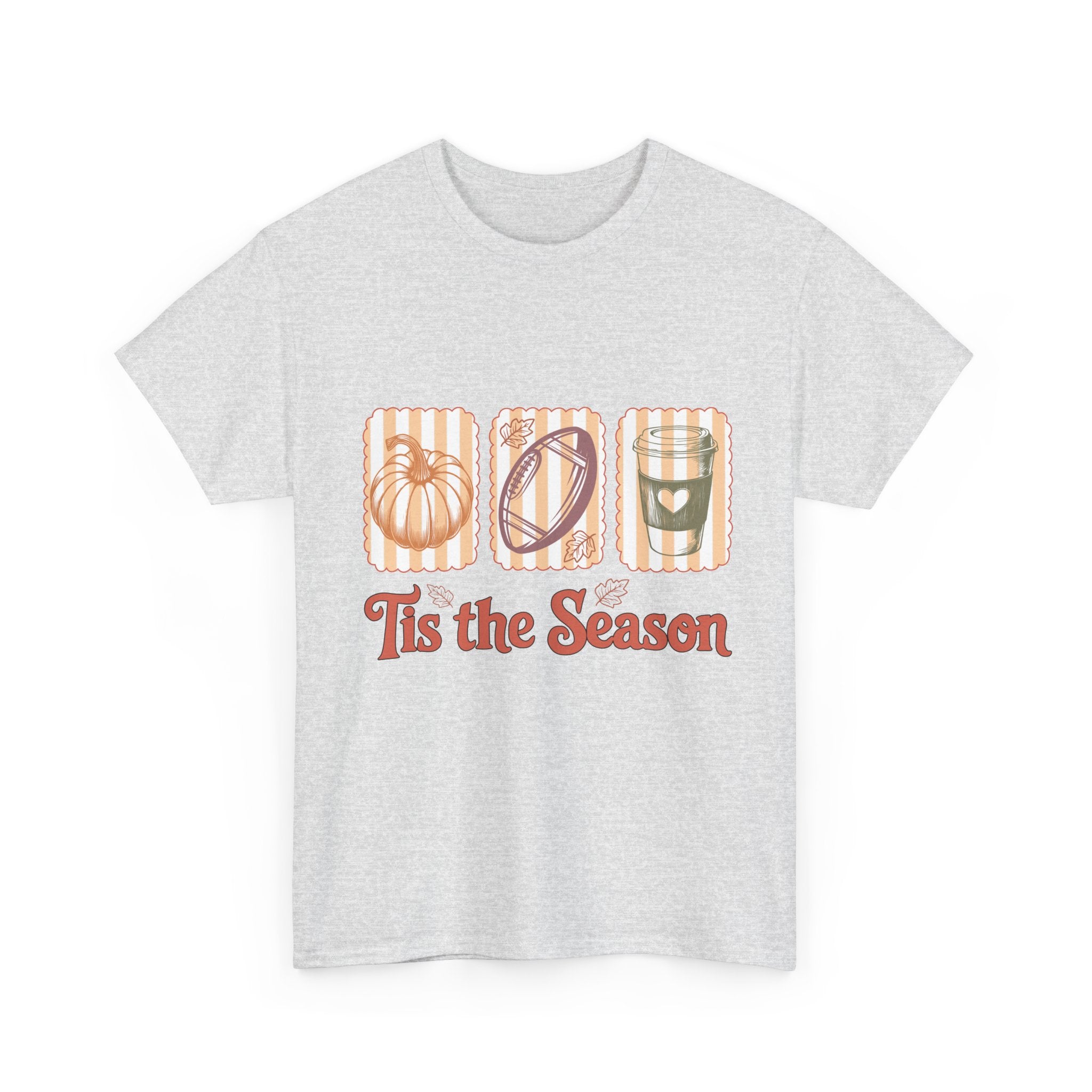 Tis the Season Pumpkin, Football & Coffee Fall Unisex Cotton T-Shirt