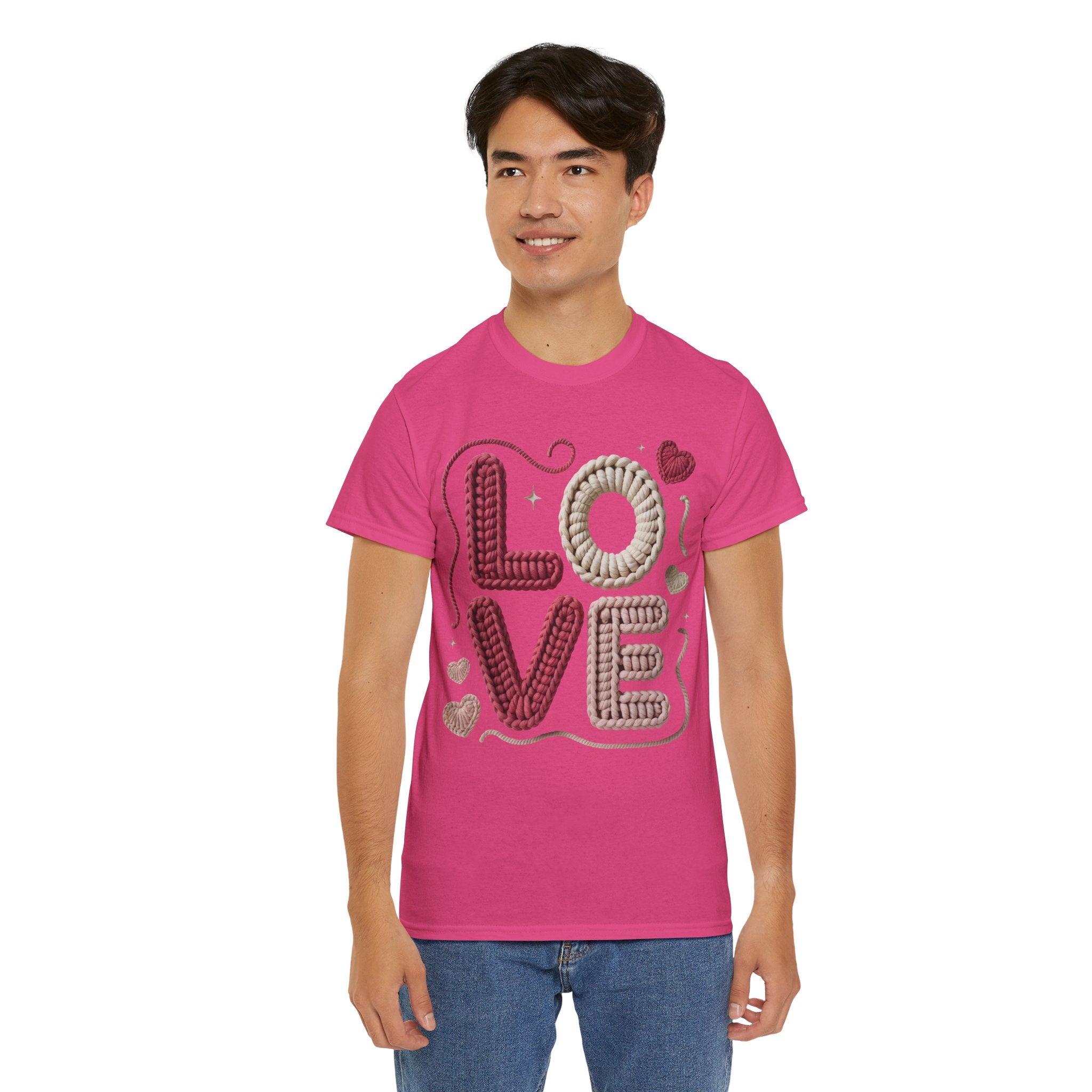 LOVE Faux Yarn Heart Unisex Cotton Tee