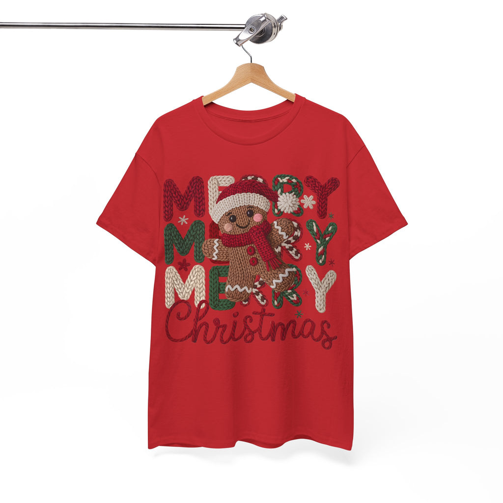 Merry Merry Merry Christmas Gingerbread Unisex Cotton Tee