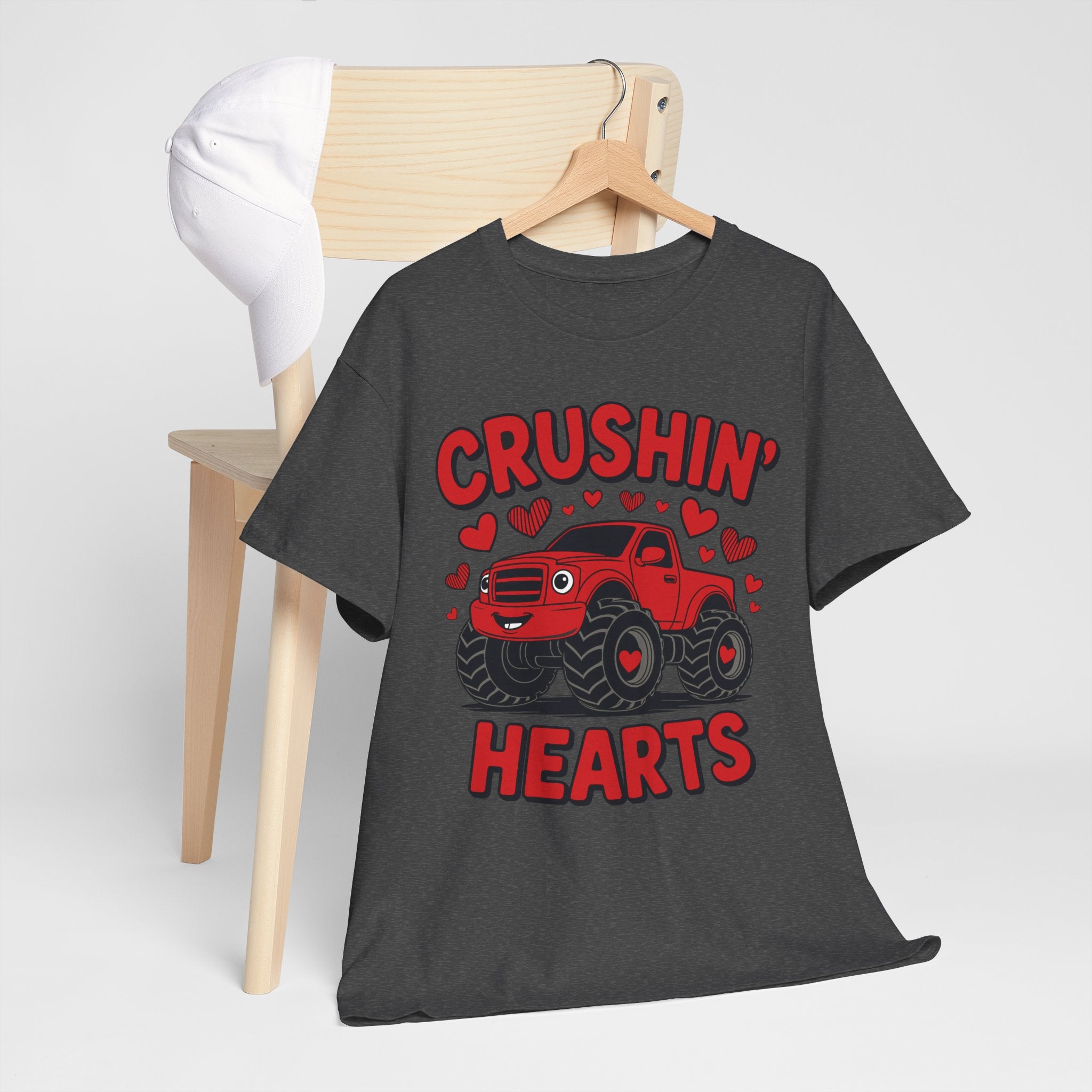 Crushin’ Hearts Valentine Monster Truck Unisex Cotton Tee