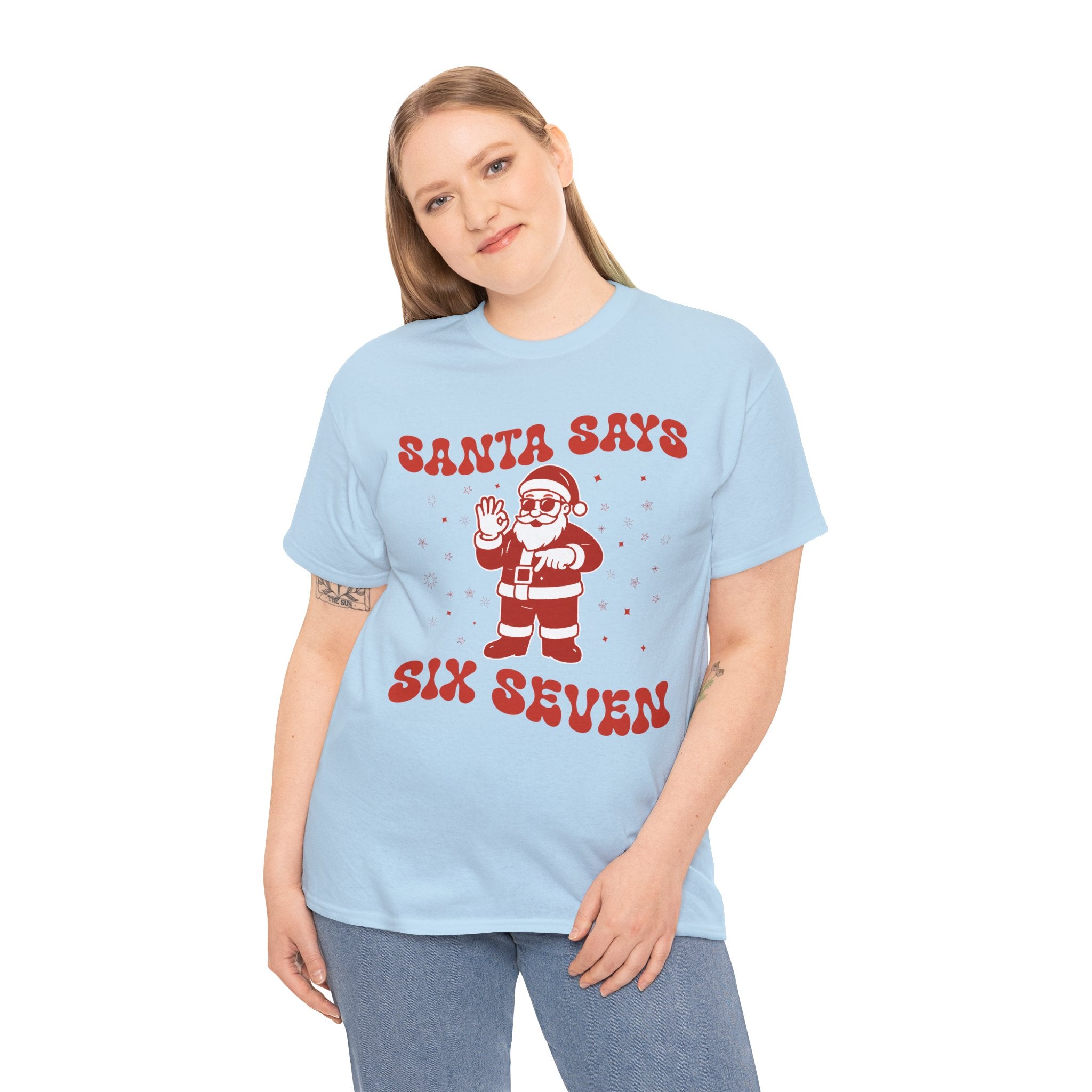 Retro 'Santa Says Six Seven' Christmas Unisex Cotton Tee