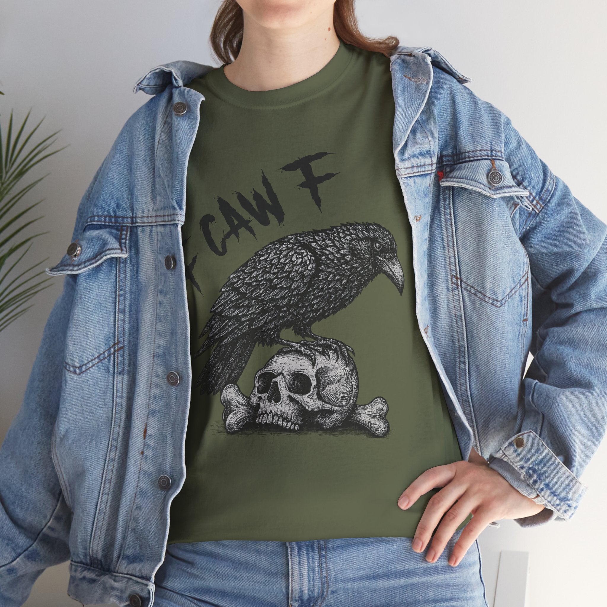 Gothic Crow & Skull T-Shirt — Dark Gothic Skull Unisex Cotton Tee