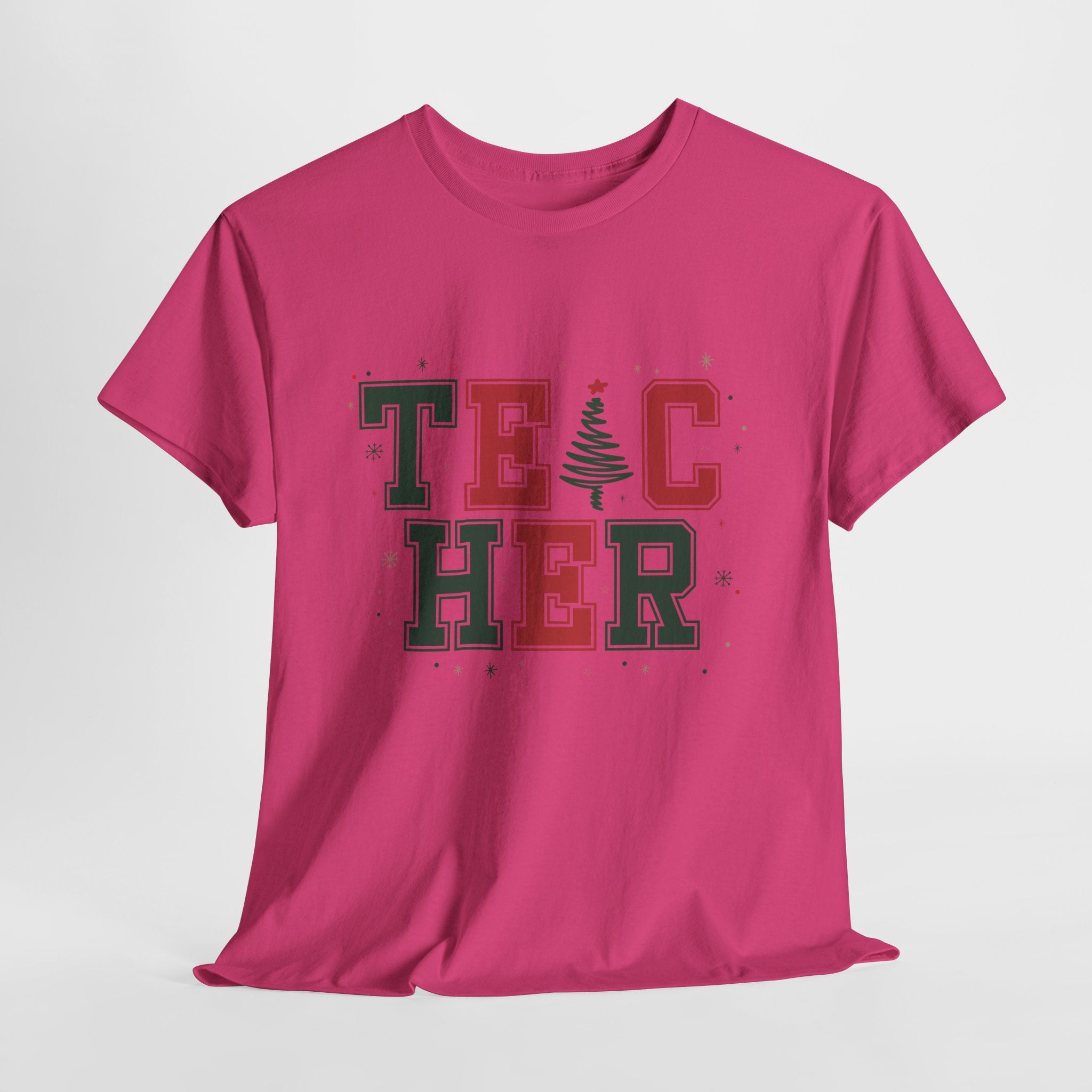 Teacher Christmas Varsity T-Shirt — Red & Green Holiday Unisex Cotton Tee