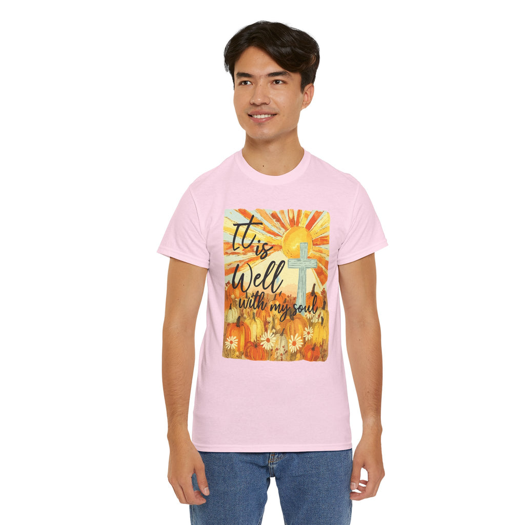 It Is Well With My Soul Pumpkin Sunrise Unisex Cotton T-Shirt