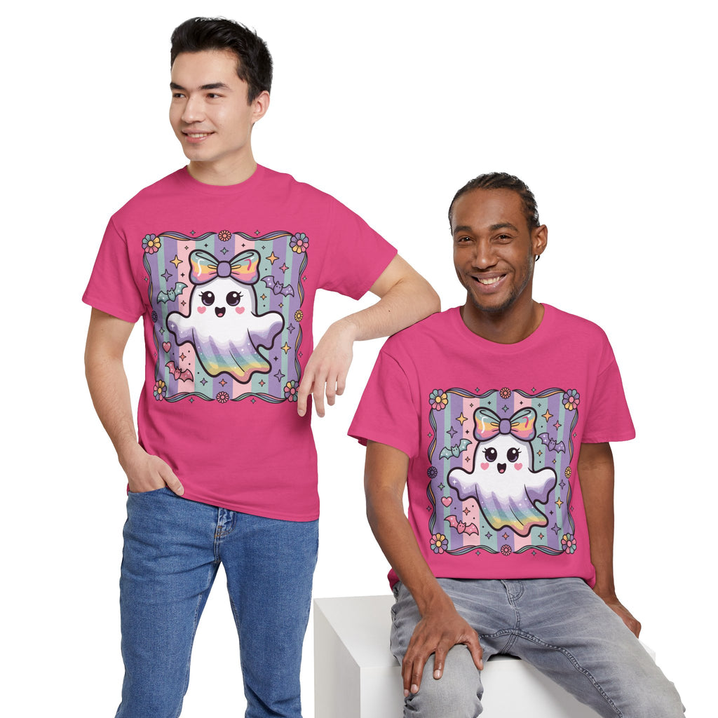 Pastel Ghost Rainbow Bow Unisex Cotton Tee