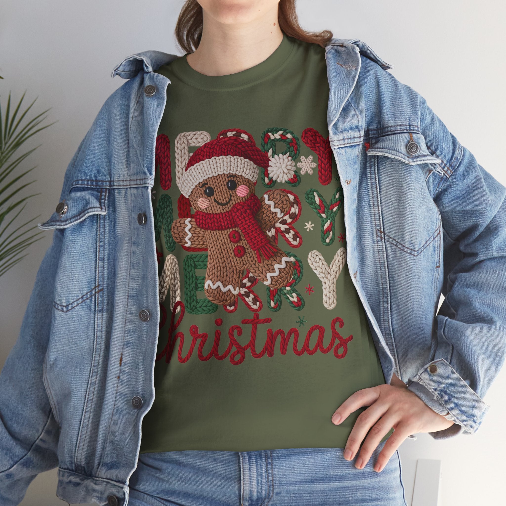Merry Merry Merry Christmas Gingerbread Unisex Cotton Tee