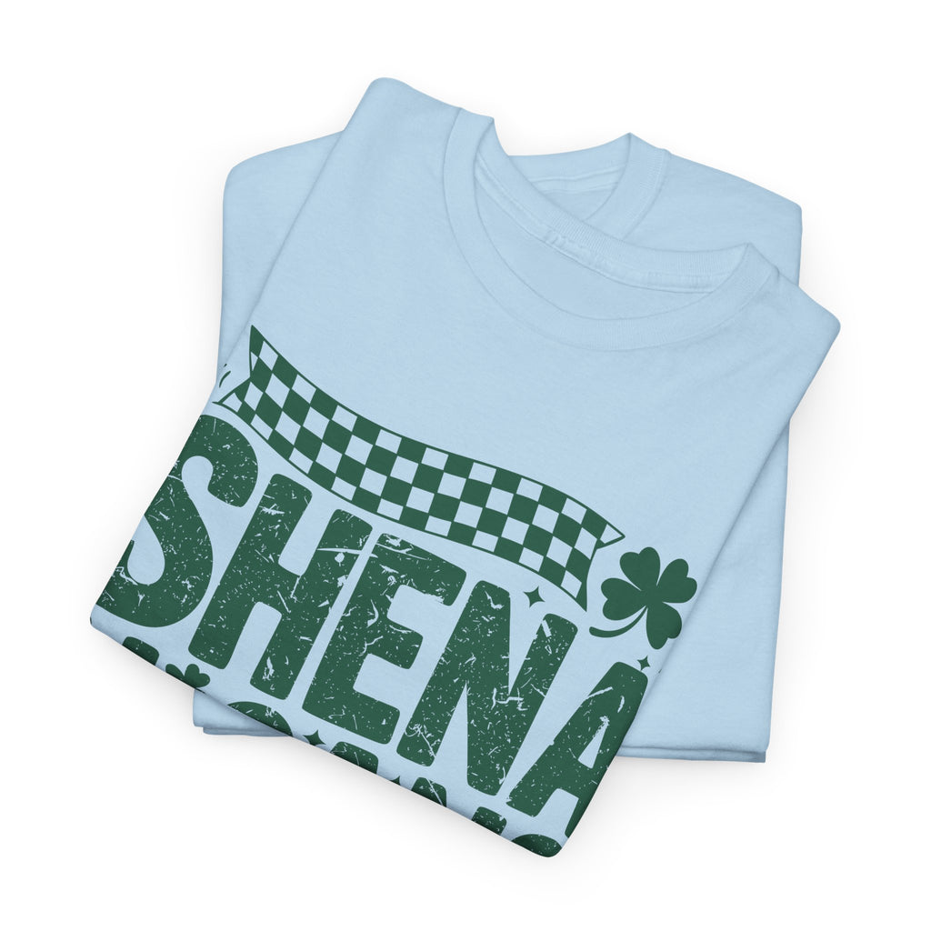 Shenanigans Clover Tee — Bright Green St. Patrick’s Day Shirt with Checkered Flag Unisex Cotton Tee
