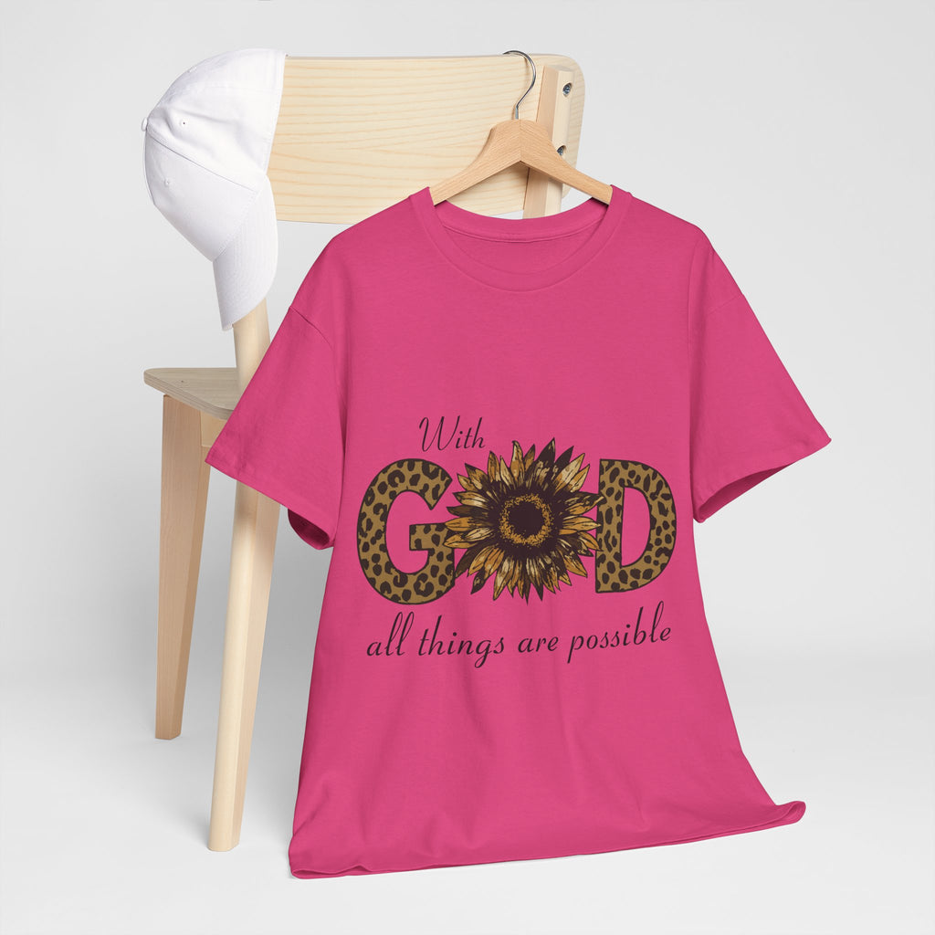 GOD Leopard Print Sunflower Unisex Cotton Tee