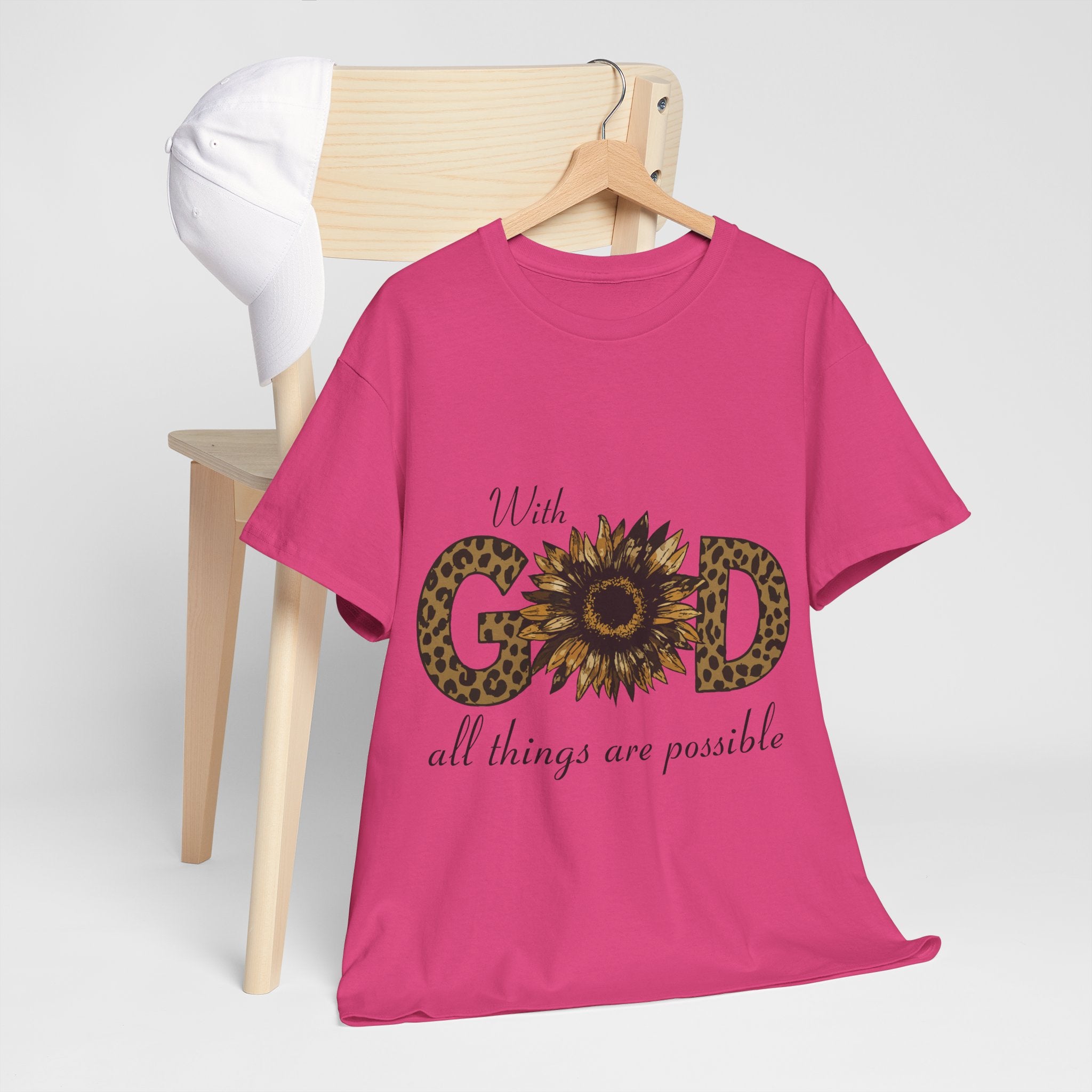 GOD Leopard Print Sunflower Unisex Cotton Tee