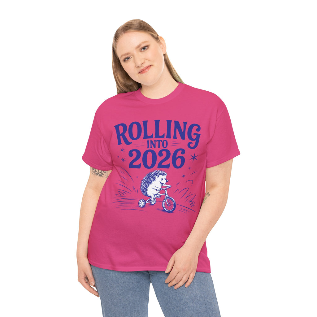 Rolling Into 2026 Hedgehog Tricycle Unisex Cotton Tee