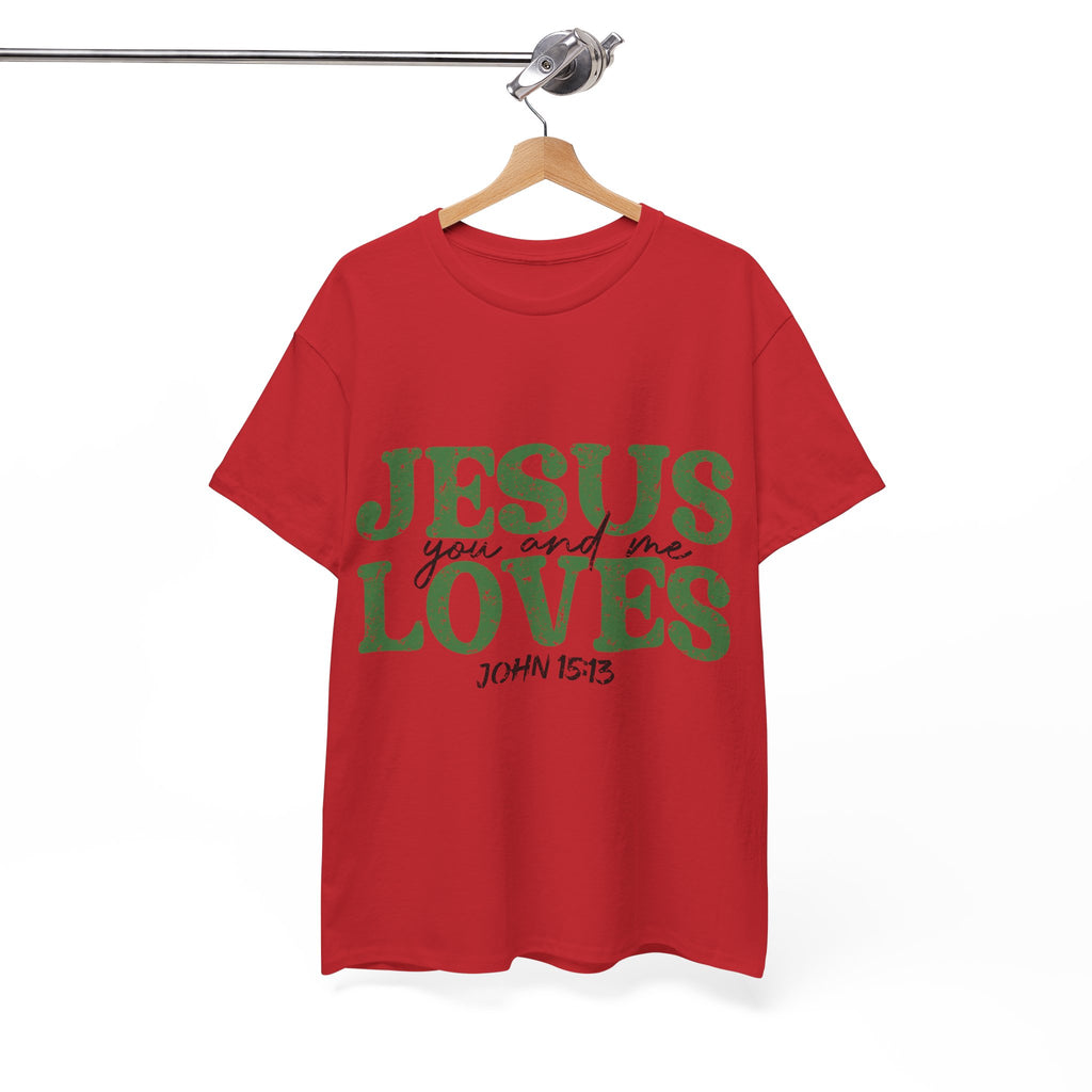 Jesus Loves Vintage Tee — Green Retro Christian Unisex Cotton T-Shirt