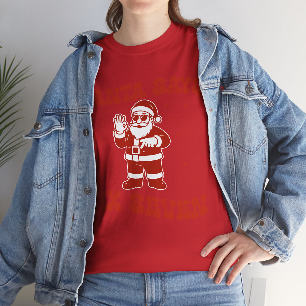 Retro 'Santa Says Six Seven' Christmas Unisex Cotton Tee
