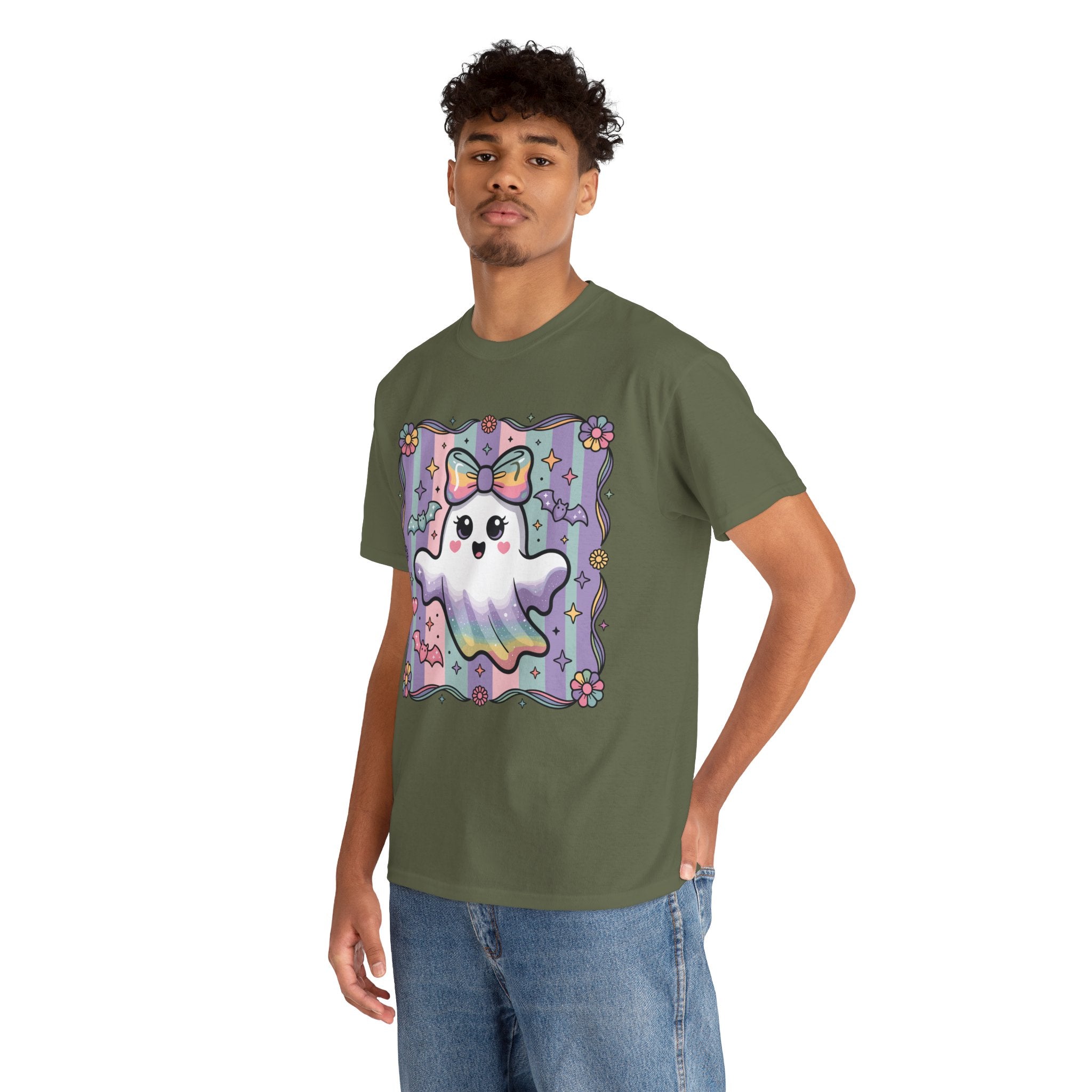 Pastel Ghost Rainbow Bow Unisex Cotton Tee
