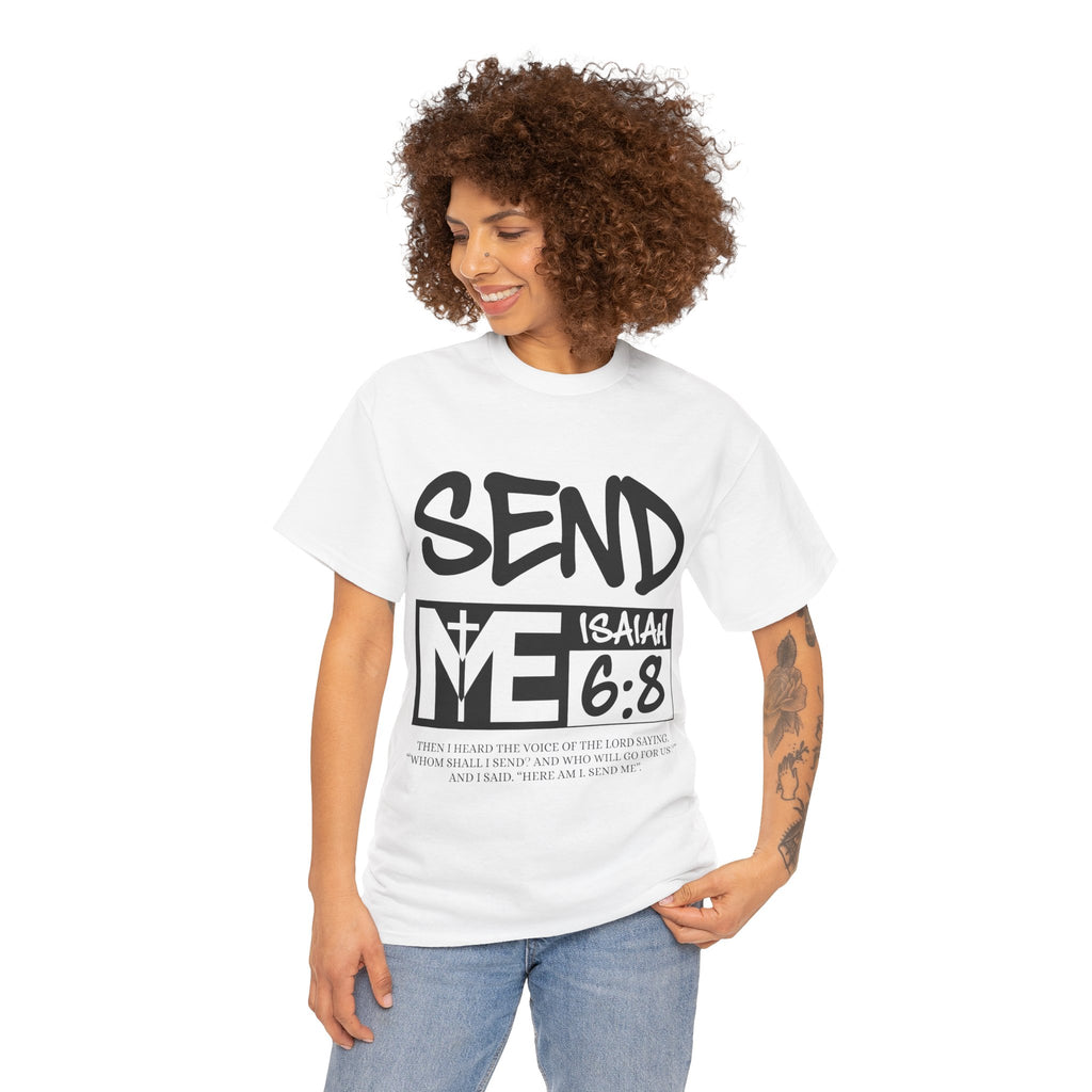 Send Me Isaiah 6:8 Christian T-Shirt — Cross Faith Unisex Cotton Tee
