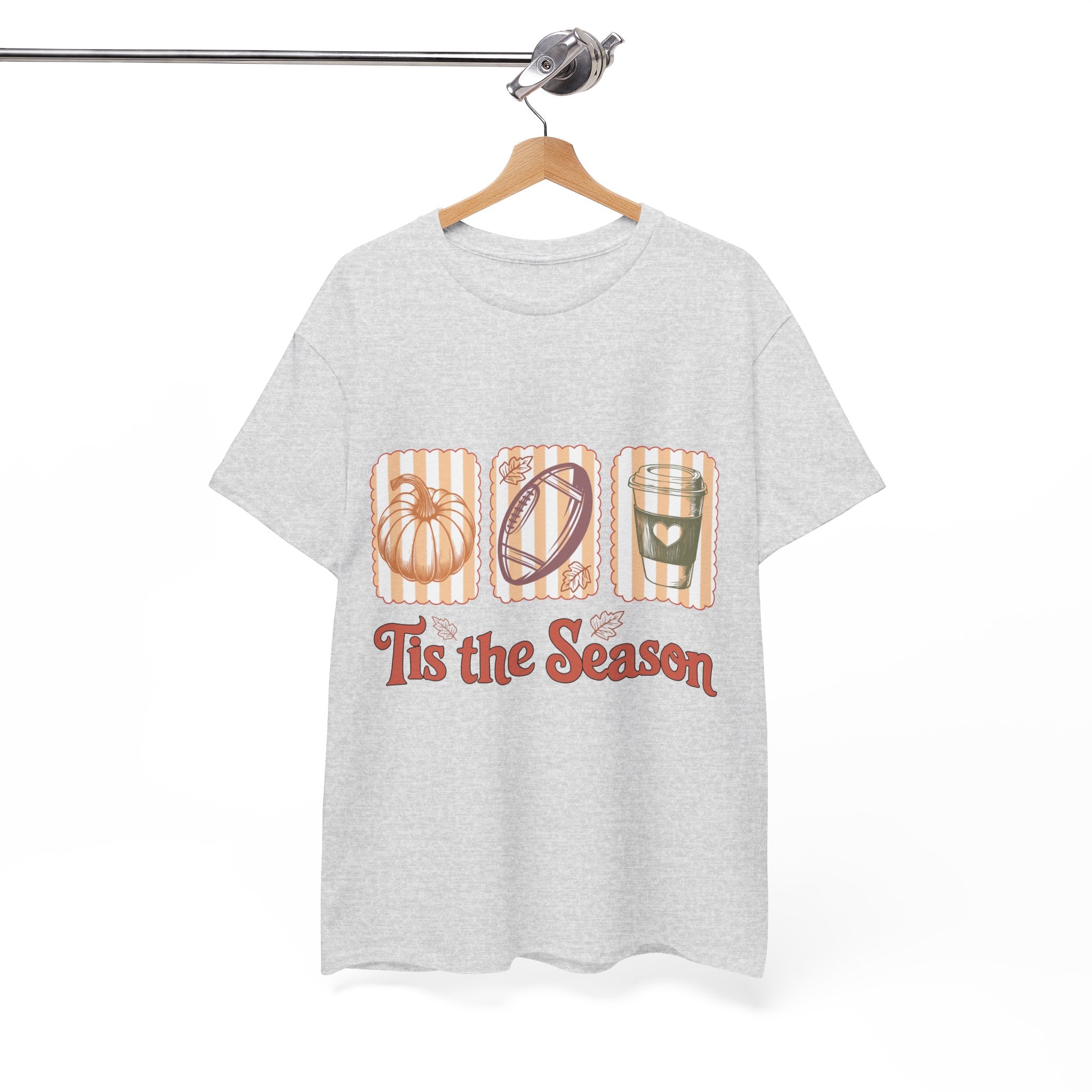 Tis the Season Pumpkin, Football & Coffee Fall Unisex Cotton T-Shirt
