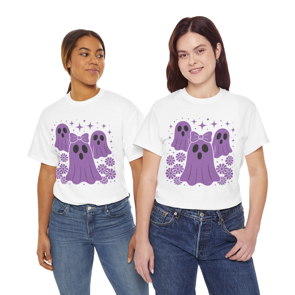 Purple Ghost Halloween Unisex Cotton Tee
