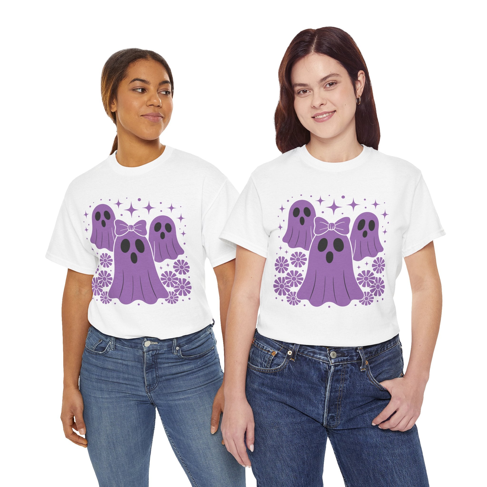 Purple Ghost Halloween Unisex Cotton Tee