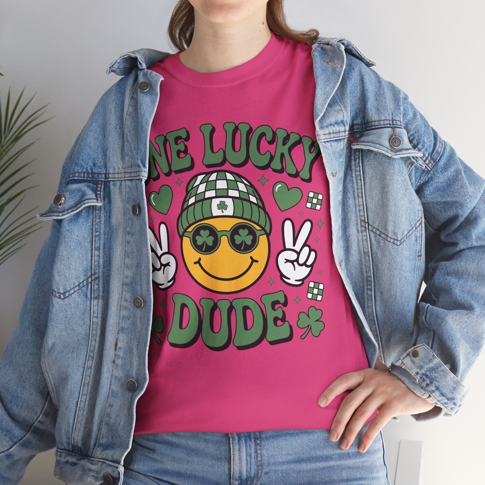 One Lucky Dude Shamrock Tee — St. Patrick's Day Smiley Unisex Cotton Tshirt