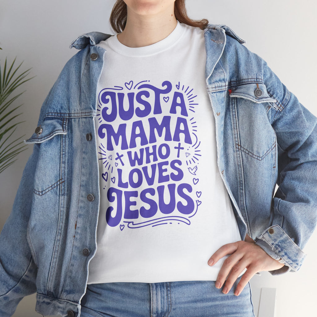 Mama Who Loves Jesus T-Shirt — Bright Green Bubbly Faith Unisex Cotton Tee