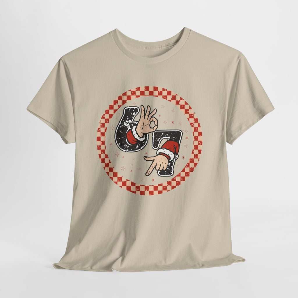 Retro Christmas Tee — Santa '67' & 'Y'all' Red Checkered Graphic.Unisex Cotton Tee