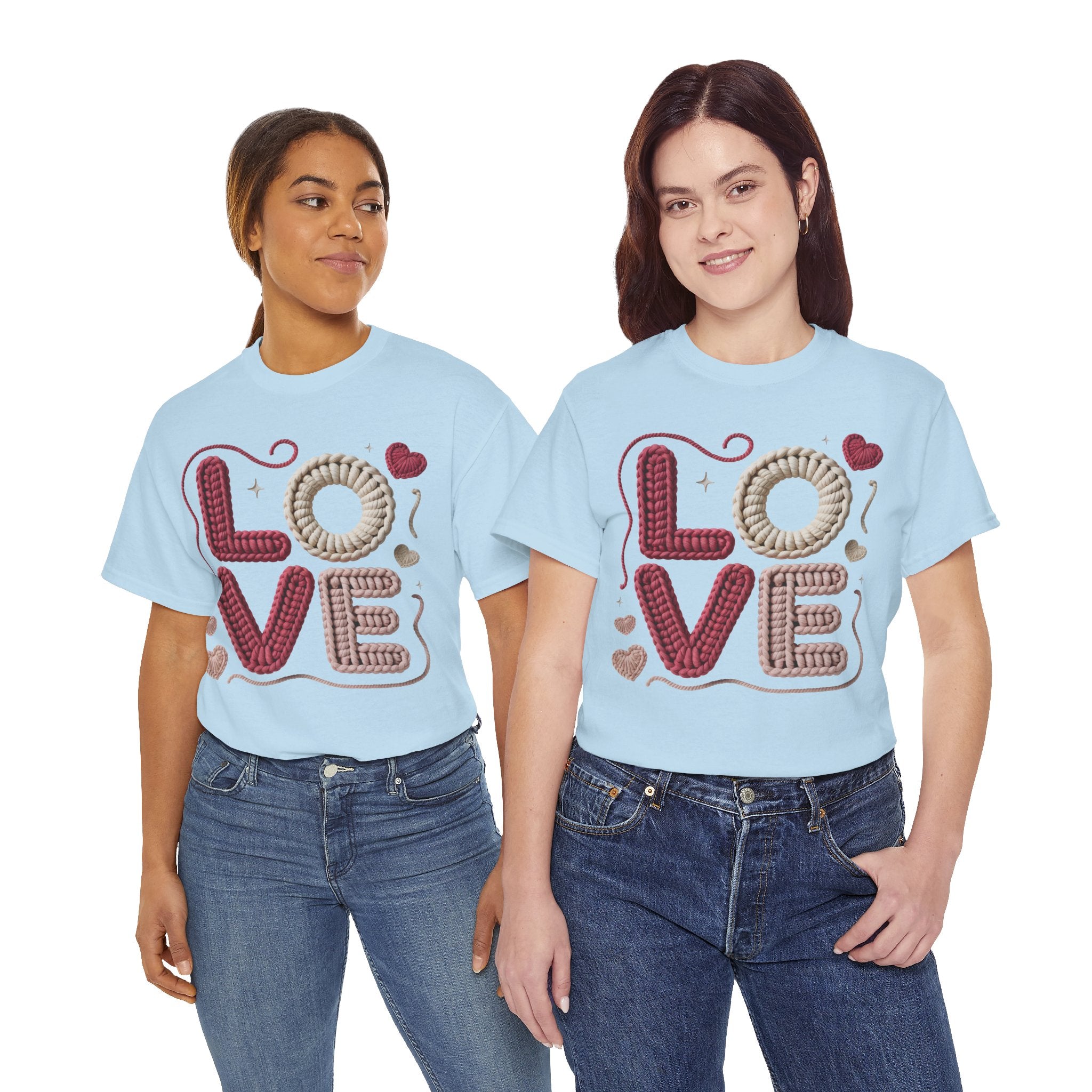 LOVE Faux Yarn Heart Unisex Cotton Tee