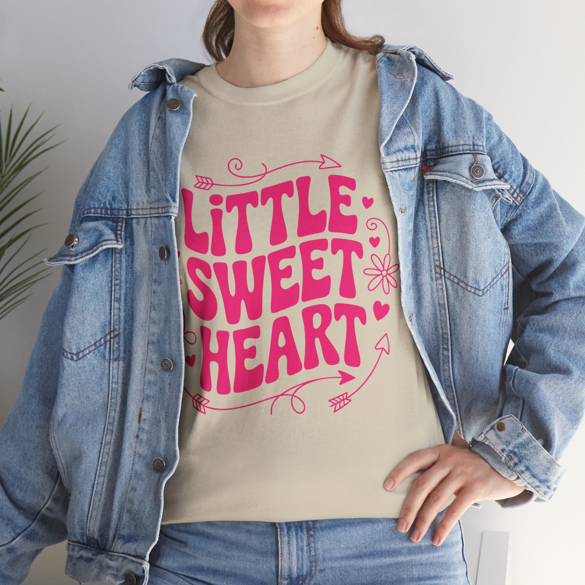 Little Sweetheart Retro Tee — Cute Red Hearts & Flowers Graphic Unisex Cotton Tee