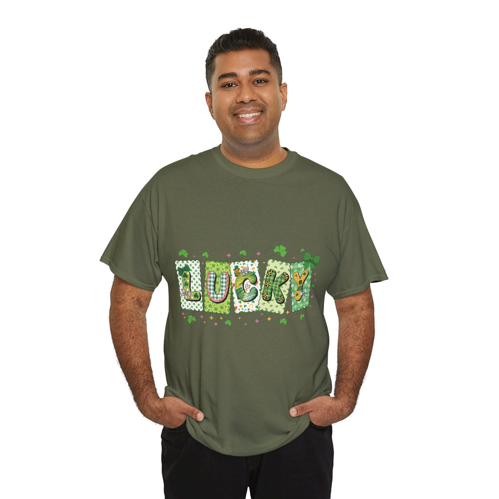 Lucky Patchwork Plaid Clover Tee — St. Patrick’s Day Unisex Cotton T-Shirt