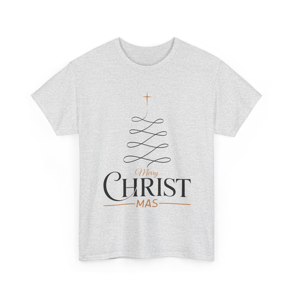 Merry Christmas Gold Cross Tree Unisex Cotton Tee